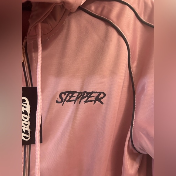Stepper Full Zip Hooded Track Jacket Pink Brown “Foot On Neck” Size Large - Picture 5 of 10